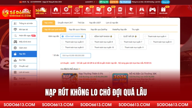 Nạp rút không lo chờ đợi quá lâu